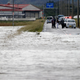 A flooded road in Saito in Miyazaki Prefecture on September 19.